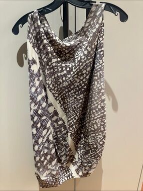 Zero + Maria Cornejo Brown and Cream Draped Sleeveless Tunic/Mini Dress